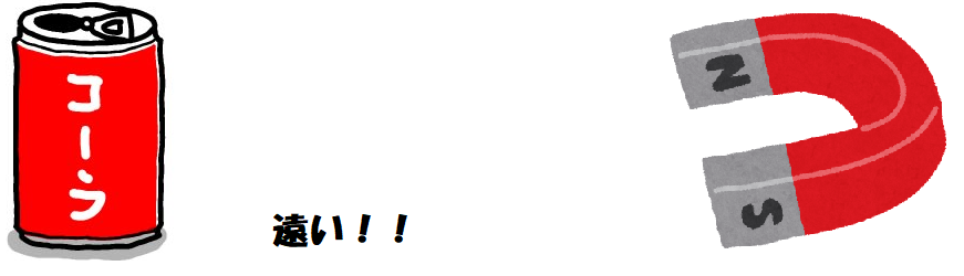空き缶と磁石が遠い距離