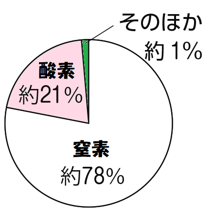 空気中の気体の円グラフ