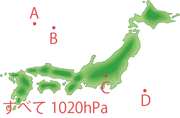 すべて1020hPa