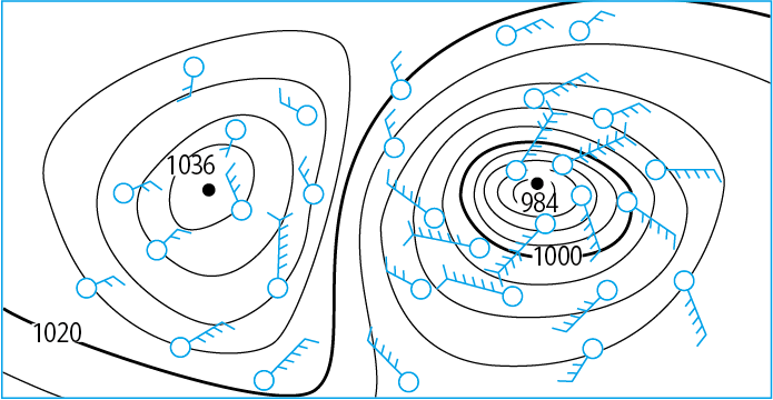 等圧線と風向き