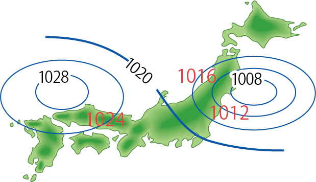 等圧線は4hPaごと